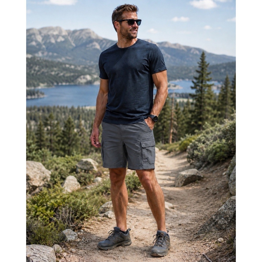 Duluth Trading Flex Dry on the Fly Relaxed Fit Cargo Shorts - 42x 11 Gunmetal